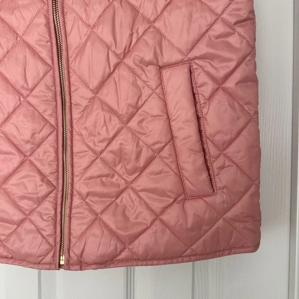 Crewcuts Pink Quilted Puffer Vest Kids XL Zip Front Pockets‎ Stand Collar